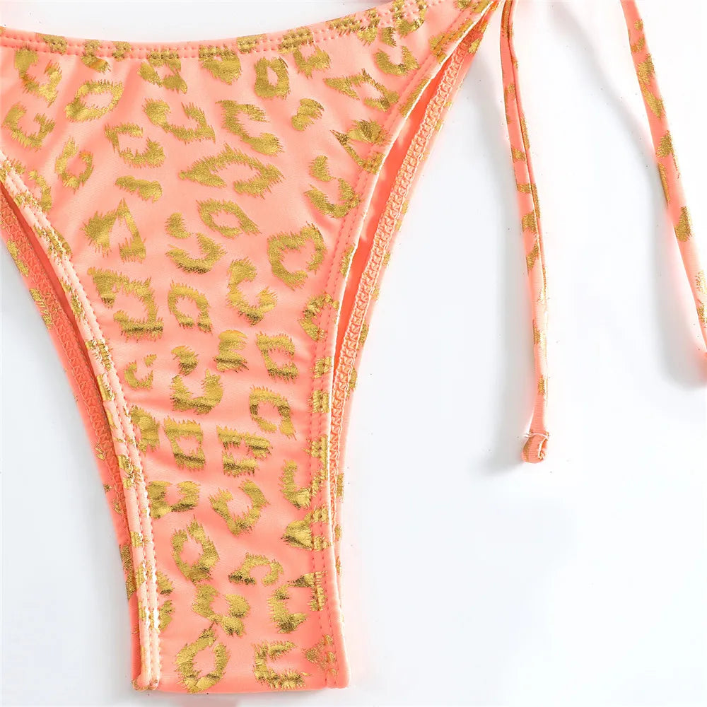 Biquini naranja con motivo de leopardo-Diabolique.es