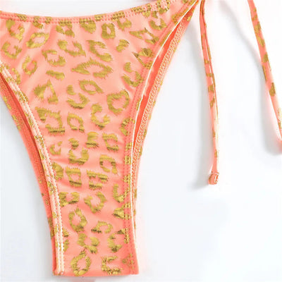 Biquini naranja con motivo de leopardo-Diabolique.es