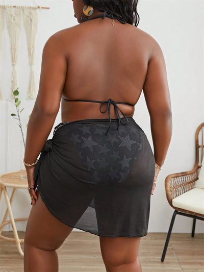 Biquini plus size con estrellas y pareo-Diabolique.es