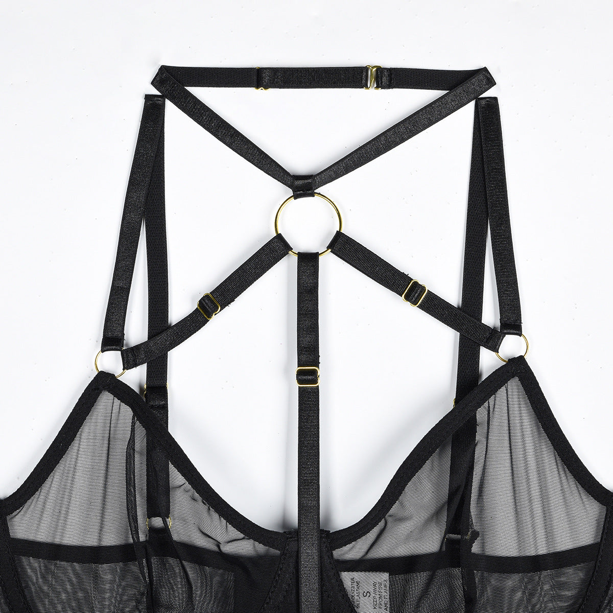 Body de malla con choker y cintas-Diabolique.es