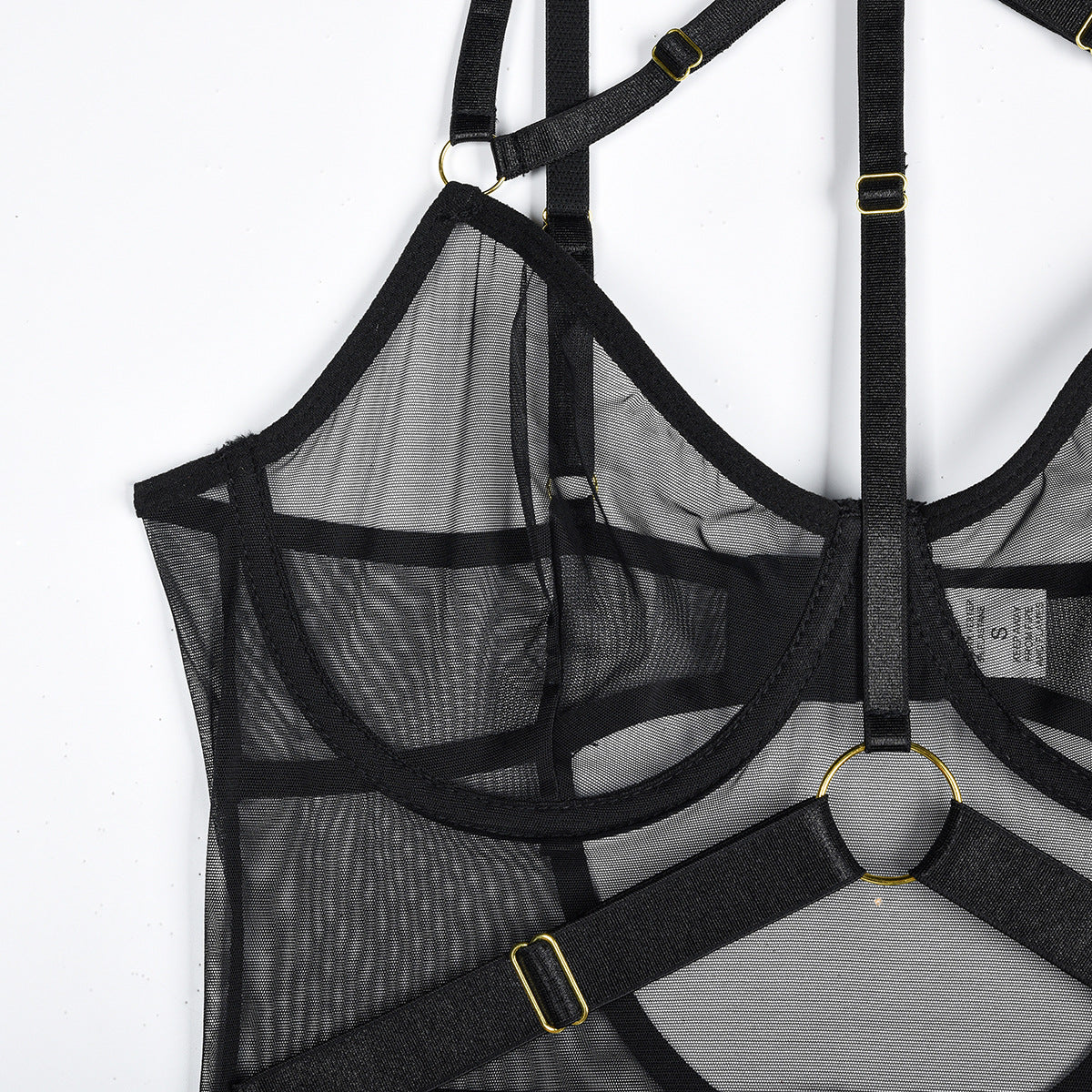 Body de malla con choker y cintas-Diabolique.es