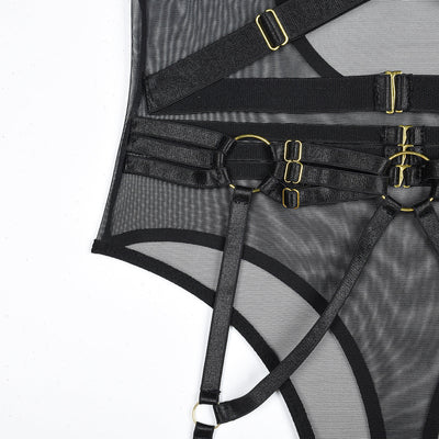 Body de malla con choker y cintas-Diabolique.es