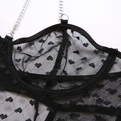 Body de malla transparente con choker-Diabolique.es
