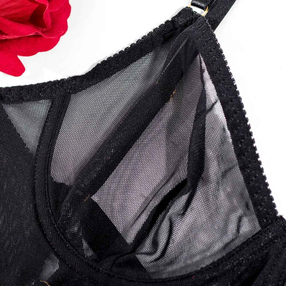 Camisón de malla transparente con lazado-Diabolique.es