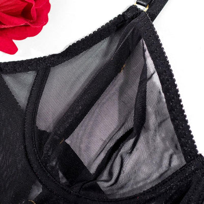 Camisón de malla transparente con lazado-Diabolique.es