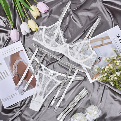 Conjunto de lencería blanco Freya-Diabolique.es