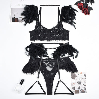 Conjunto de lencería con plumas Dylan-Diabolique.es