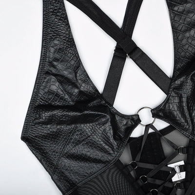 Conjunto de lencería de cuero sintético Harper-Diabolique.es