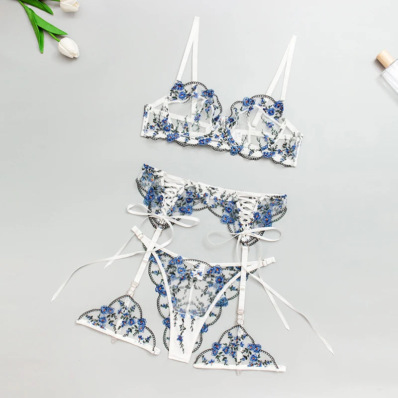 Conjunto de lencería de encaje blanco Skye-Diabolique.es