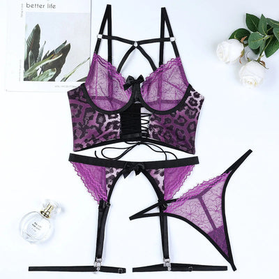 Conjunto de lencería de encaje morado Laney-Diabolique.es