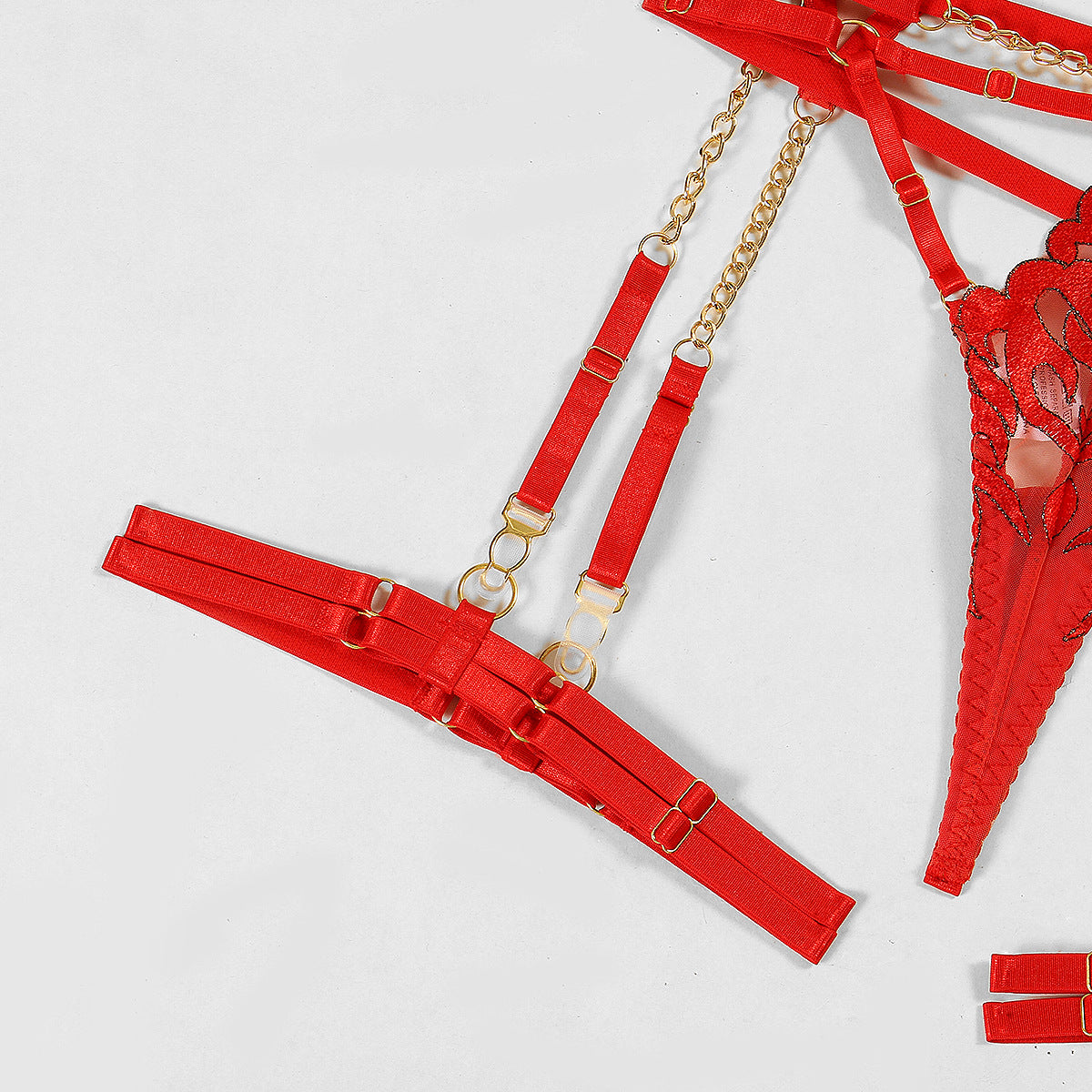 Conjunto de lencería de encaje rojo Mallory-Diabolique.es
