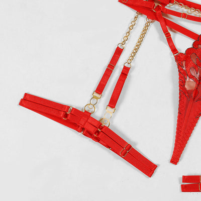 Conjunto de lencería de encaje rojo Mallory-Diabolique.es