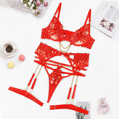 Conjunto de lencería de encaje rojo Mallory-Diabolique.es