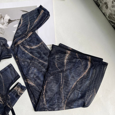 Conjunto de lencería de malla con guantes y medias Carla-Diabolique.es
