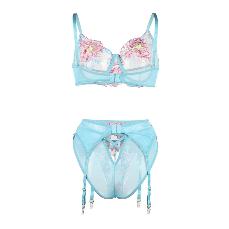 Conjunto de lencería plus size con estampado floral-Diabolique.es
