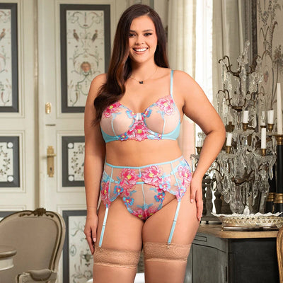 Conjunto de lencería plus size con estampado floral-Diabolique.es