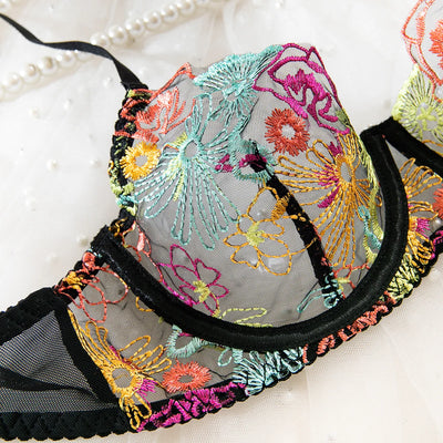 Conjunto de lencería de encaje multicolor