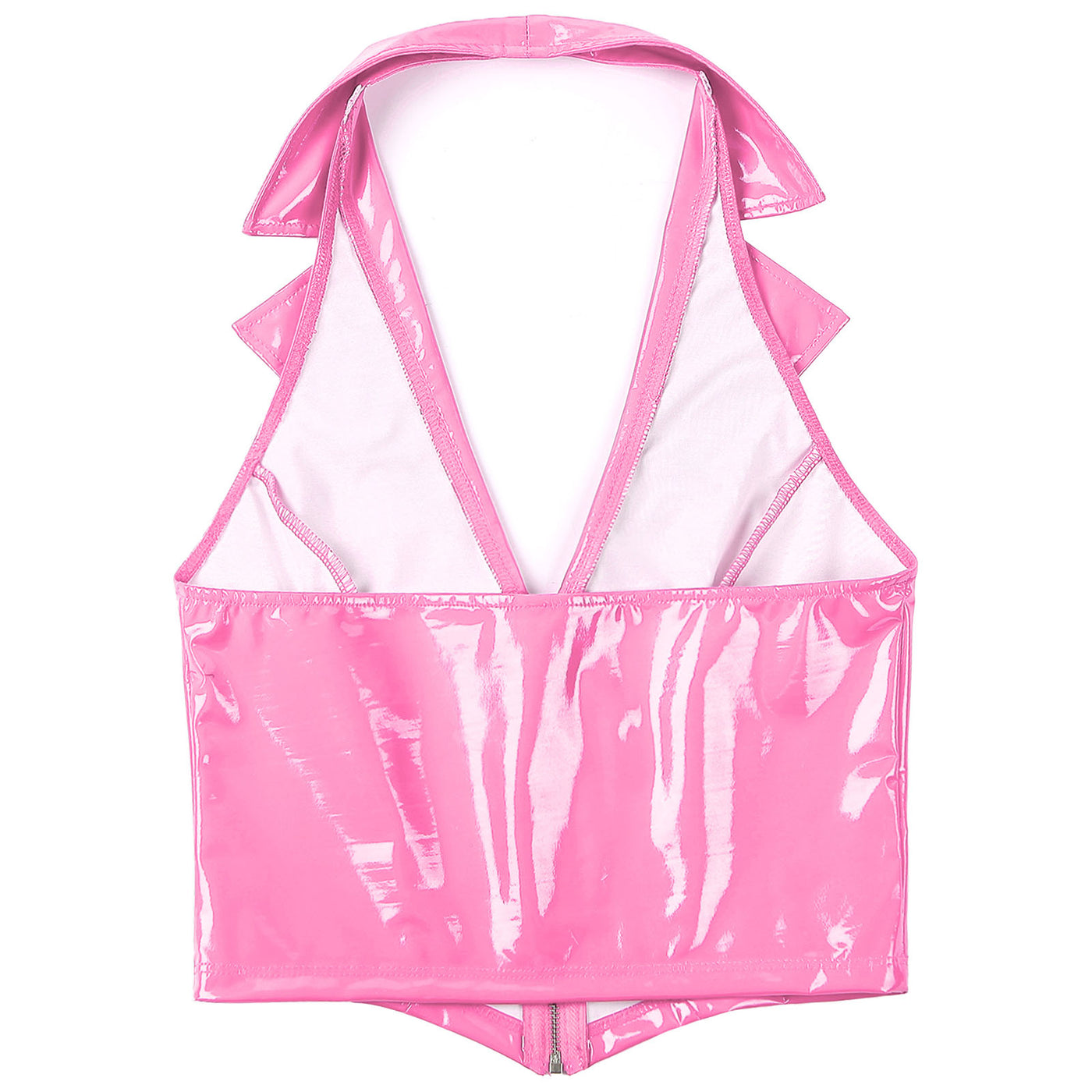 Top de látex con collar y cremallera