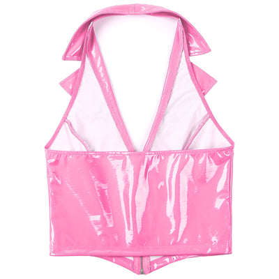 Top de látex con collar y cremallera
