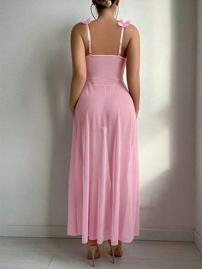 Vestido de malla con flores y braguita