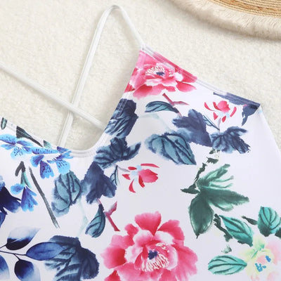 Bañador con estampado y tirantes cruzados