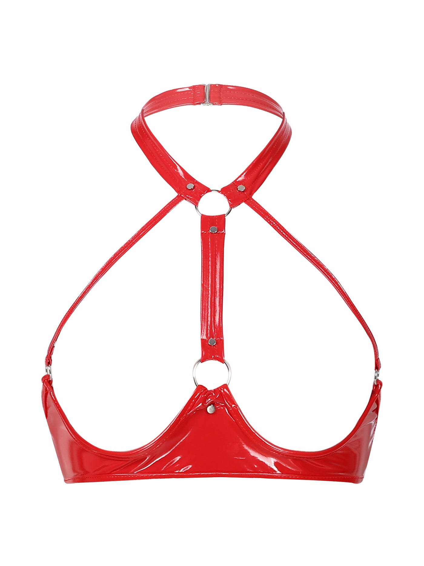Sujetador de látex con choker y escote abierto