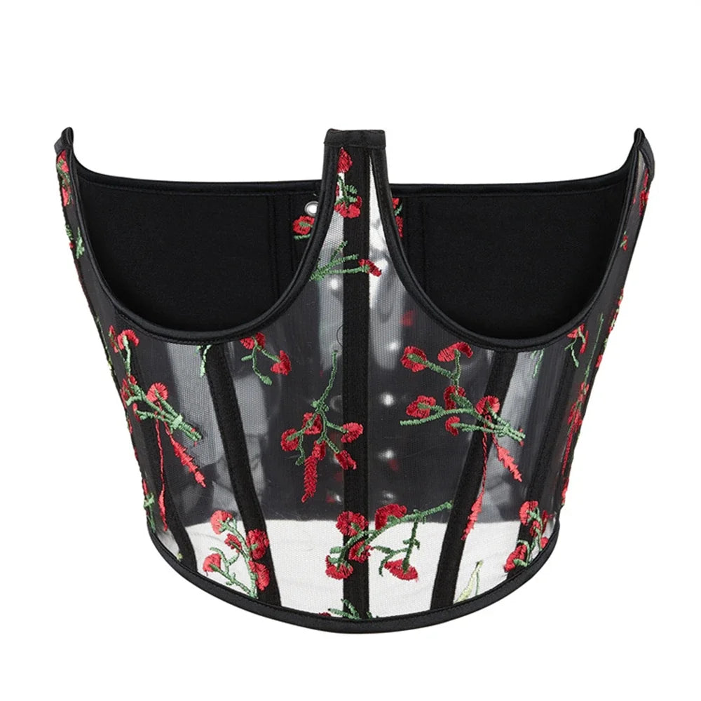 Corsé sin busto con ribete de flores