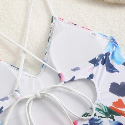 Bañador con estampado y tirantes cruzados