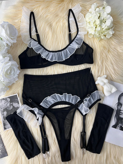 Conjunto de lencería de malla estilo de limpiadora