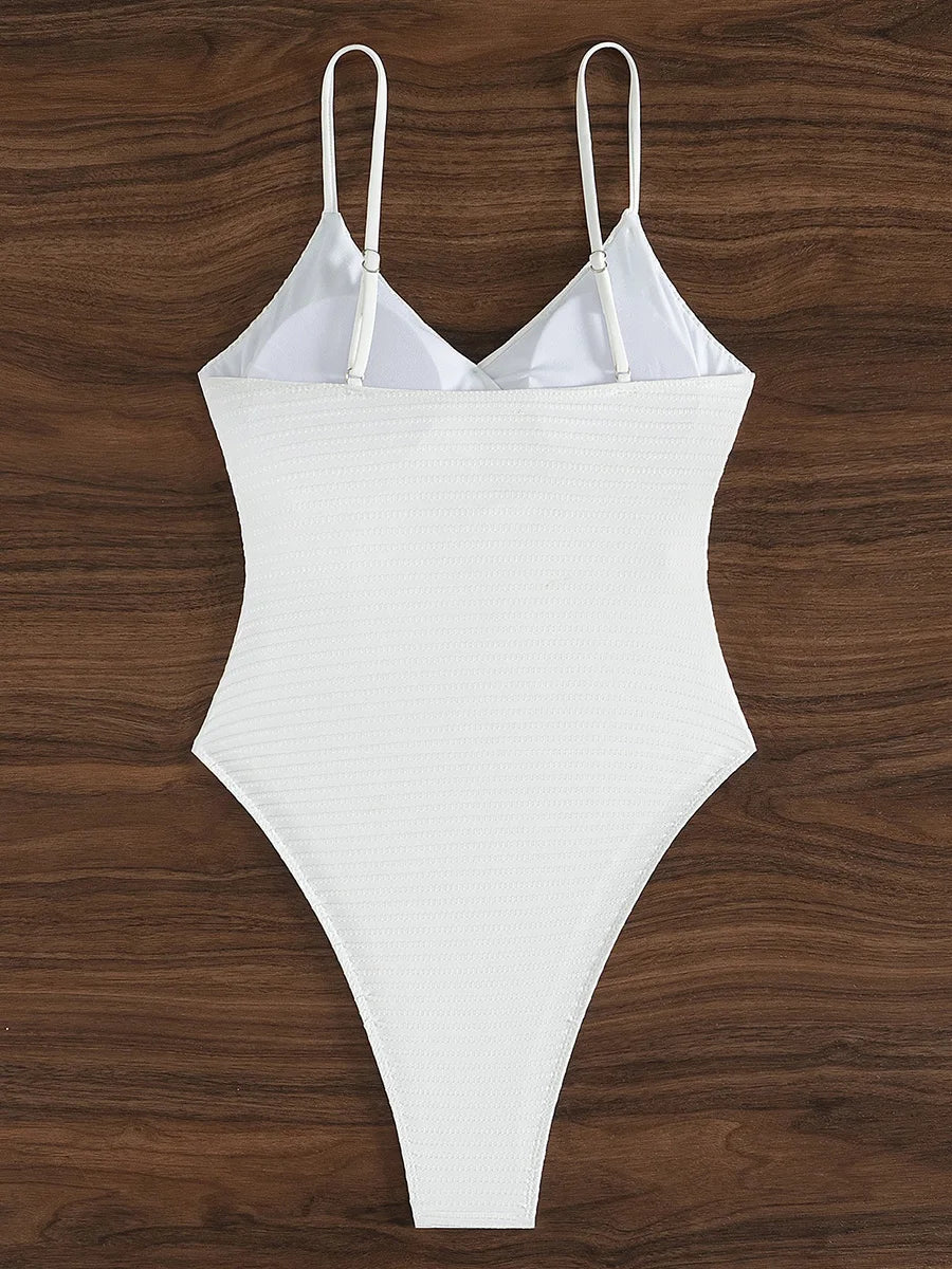 Bañador blanco de punto acanalado