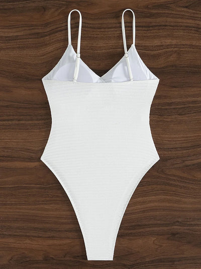 Bañador blanco de punto acanalado