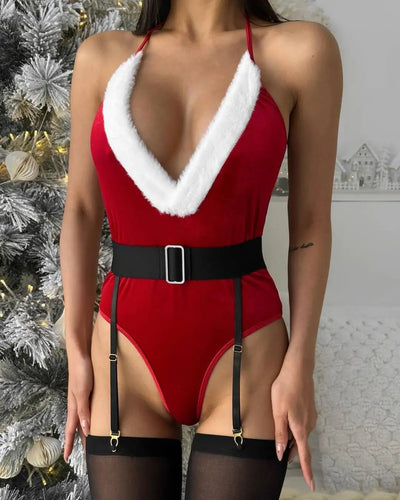 Body navideño con pelo sintético