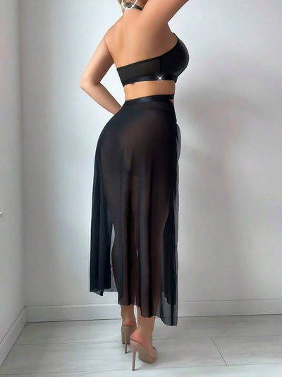 Conjunto de lencería con falda maxi y cadenas Ava