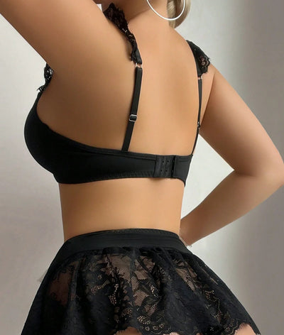 Conjunto de lencería con minifalda y lazos Agnes