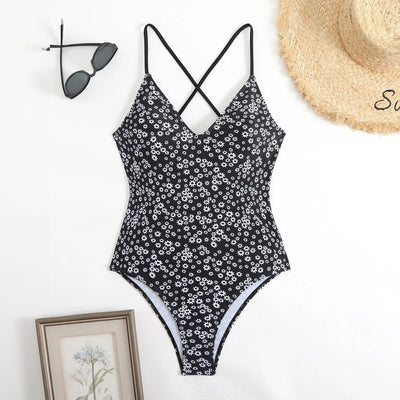 Bañador con estampado y tirantes cruzados