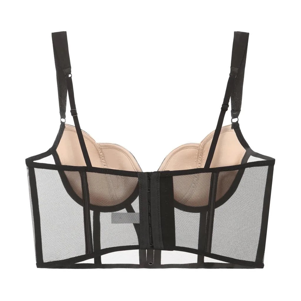 Sujetador push up de tipo corsé con malla-Diabolique.es