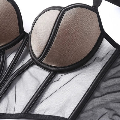 Sujetador push up de tipo corsé con malla-Diabolique.es