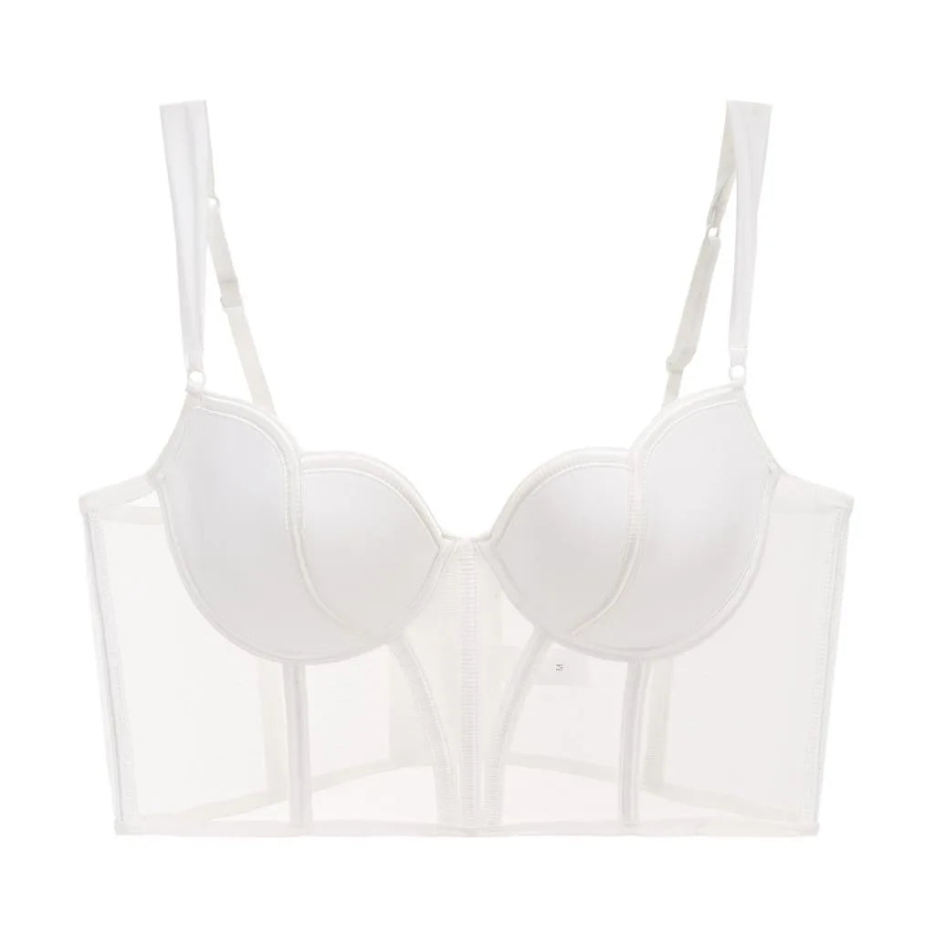 Sujetador push up de tipo corsé con malla-Diabolique.es