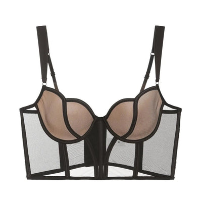 Sujetador push up de tipo corsé con malla-Diabolique.es