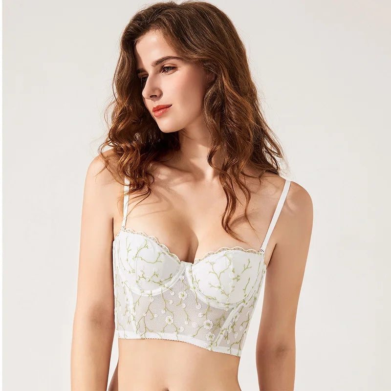 Sujetador push up de tipo corsé con motivo floral-Diabolique.es