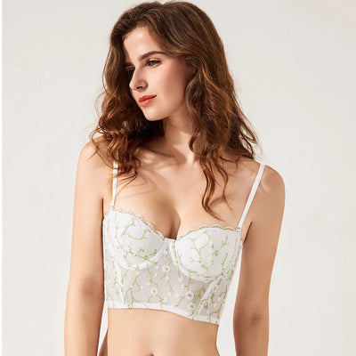 Sujetador push up de tipo corsé con motivo floral-Diabolique.es