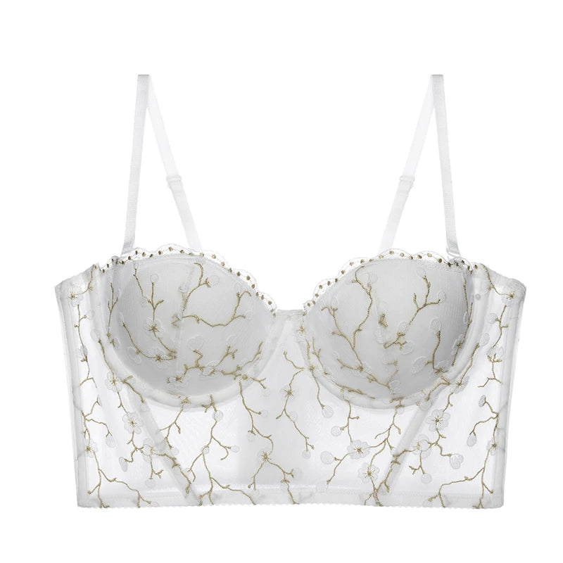 Sujetador push up de tipo corsé con motivo floral-Diabolique.es