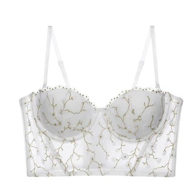 Sujetador push up de tipo corsé con motivo floral-Diabolique.es