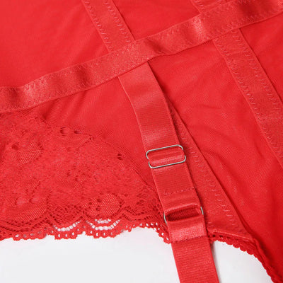falta Body rojo con detalle de cintas-Diabolique.es
