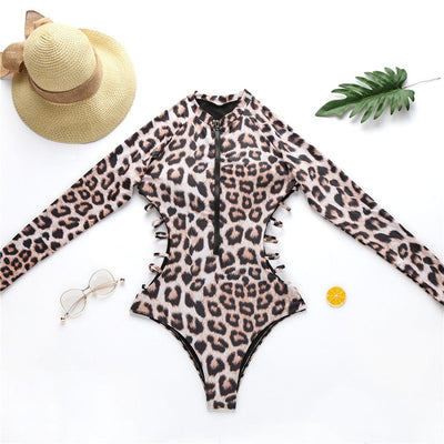 Bañador con estampado de leopardo y cremallera-Diabolique.es