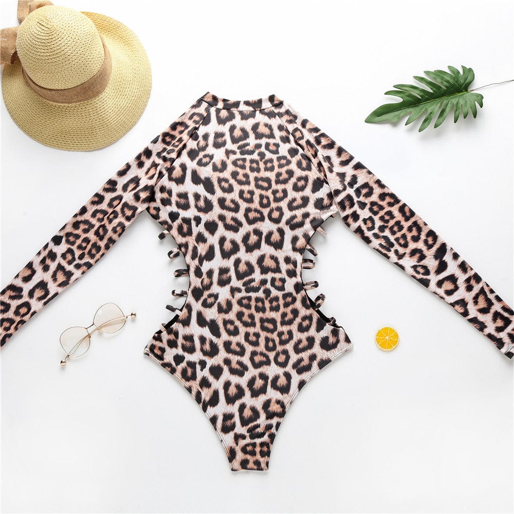 Bañador con estampado de leopardo y cremallera-Diabolique.es
