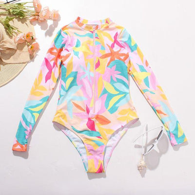 Bañador multicolor con manga larga y cremallera-Diabolique.es