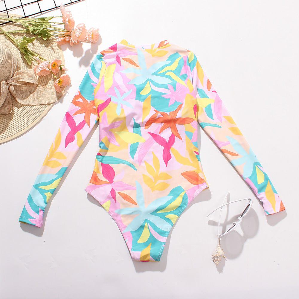 Bañador multicolor con manga larga y cremallera-Diabolique.es