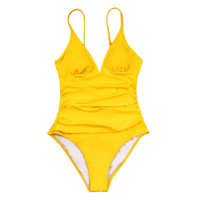 Bañador unicolor con efecto arrugado-Diabolique.es