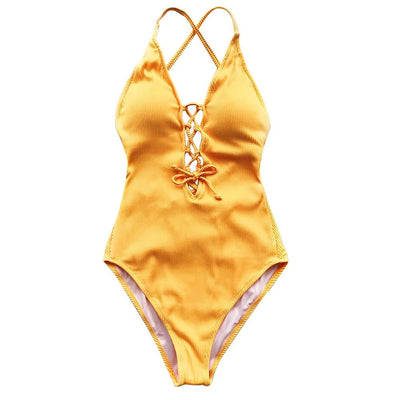 Bañador unicolor con lazado frontal-Diabolique.es